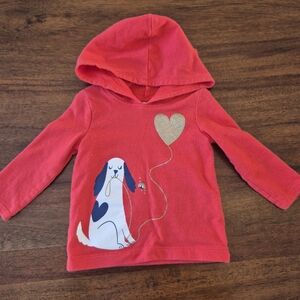 Carters Girls Red Valentines Love Puppy Hoodie Sweater Size 12M